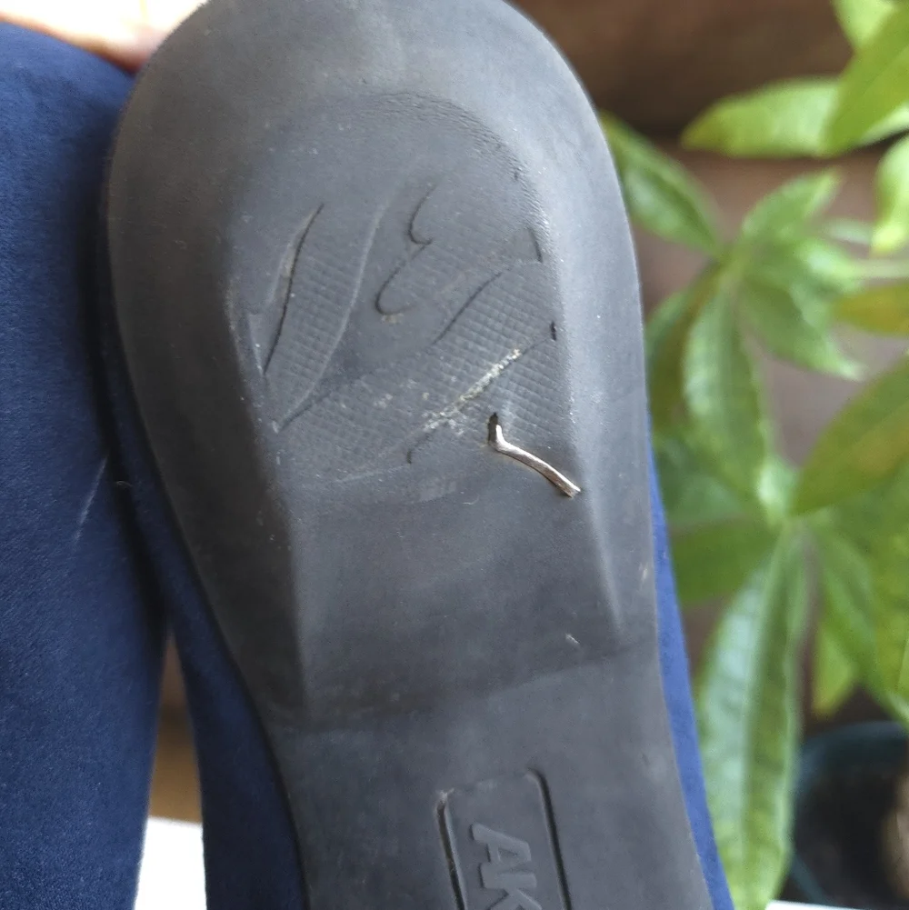 Suede Ballet Flats In Navy - Picture 6 of 7